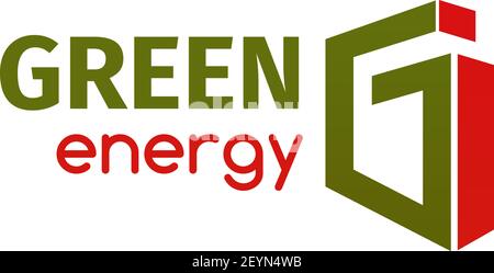 Icône de vecteur de concept d'énergie verte. Badge créatif de couleur rouge et verte. Badge vecteur d'énergie écologique vert naturel. Symbole d'énergie écologique pour l'environnement ca Illustration de Vecteur