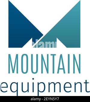 Panneau vecteur d'équipement de montagne. Emblème Vector pour la boutique d'équipements touristiques. Concept de sport de montagne et de randonnée. Symbole créatif pour le marché des biens de sport Illustration de Vecteur