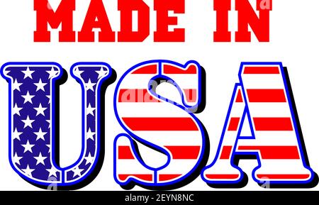 Fabriqué aux États-Unis, icône pour une conception de marque de produit de qualité supérieure. Vector America, société de production, symbole des bandes et des étoiles du drapeau américain pour une qualité optimale Illustration de Vecteur