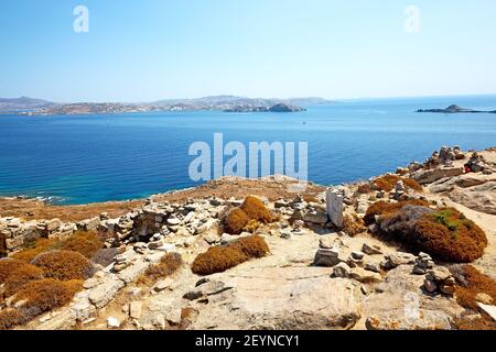 Célèbre dans delos grèce site historique de ruine de l'acropole Banque D'Images