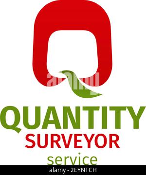 Icône de vecteur de service de l'arpenteur de quantité isolée sur un fond blanc. Badge vectoriel pour agence d'architecture ou entreprise d'ingénierie. Concept de moi Illustration de Vecteur