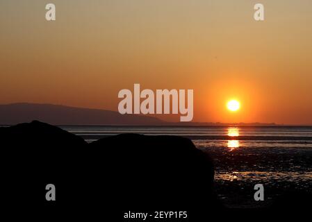 Image du coucher du soleil à West Kirby, Wirral, Royaume-Uni pic par Chris Stading 03-01-2021 Banque D'Images