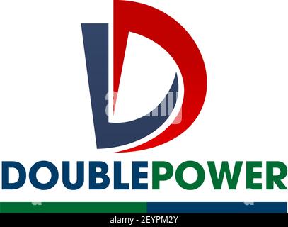 Icône de la société de production d'électricité ou d'énergie électrique de la lettre D. Vecteur double lettre D conception pour la technologie de l'électricité ou l'alimentation industrielle c Illustration de Vecteur