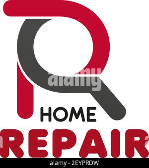 Panneau vecteur créatif de réparation à domicile. Icône de vecteur de service à la maison ou de rénovation de maison. Concept de construction de maison, toit de fixation, service de logement. Immobilier b Illustration de Vecteur