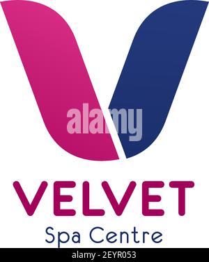 CENTRE DE BALNÉOTHÉRAPIE, lettre « V » pour le studio de soins de beauté Velvet ou le salon de massage haut de gamme. Vector isolé lettre V pour les soins de santé ou les soins de la peau et la relaxation, W Illustration de Vecteur