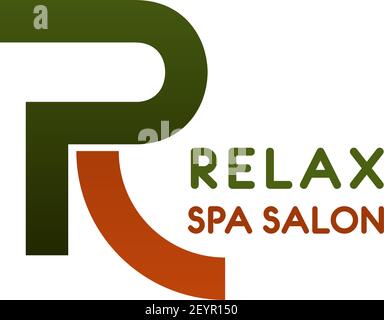 Détendez-VOUS AU salon DE BEAUTÉ L, icône en forme de lettre pour un salon de beauté ou un salon de massage. Vector isolé lettre R pour les soins de santé et de détente ou BIEN-être SPA Illustration de Vecteur