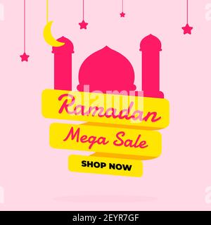 modèle de vente de ramadan avec silhouette mosquée Illustration de Vecteur