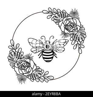 Une Illustration En Noir Et Blanc D Une Abeille Photo Stock Alamy