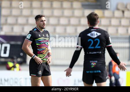 Parme, Italie. 06e mars 2021. Mattia Bellini et Antonio Rizzi (Zebre) pendant Zebre vs Glasgow Warriors, Rugby Guinness Pro 14 Match à Parme, Italie, Mars 06 2021 crédit: Independent photo Agency/Alay Live News Banque D'Images