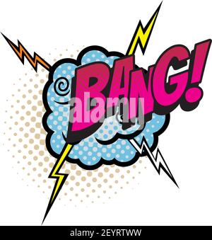 Sound Blast, icône de bande dessinée de Bang Bubble. Vector Bang Sound Cloud, explosion boom bang, super-héros bande dessinée art discours Illustration de Vecteur