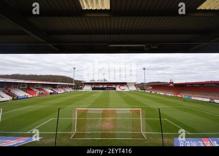 STEVENAGE, ANGLETERRE. 6 MARS vue générale du stade Lamex avant le match Sky Bet League 2 entre Stevenage et Harrogate Town au stade Lamex, Stevenage, le samedi 6 mars 2021. (Credit: Ivan Yordanov | MI News) Credit: MI News & Sport /Alay Live News Banque D'Images