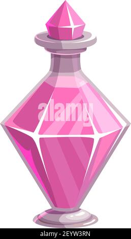 Élixir d'amour en forme de diamant flacon isolé sorcière potion. Mélange de rose vectoriel en bouteille magique Illustration de Vecteur