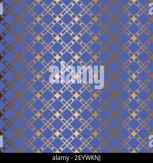 Motif géométrique vectoriel abstrait sans couture. Fond bleu et doré ornemental Illustration de Vecteur