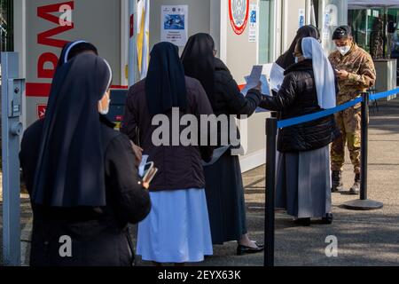 Milan, Italie. 06e mars 2021. Milan, vaccinations anticosvides à l'hôpital militaire de Baggio usage éditorial seulement crédit: Agence de photo indépendante/Alamy Live News Banque D'Images