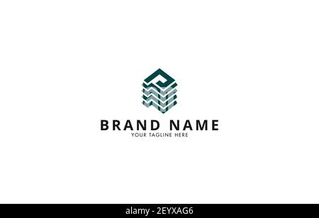 Modèle de conception de logo de bâtiment Letter P vecteur adapté à la propriété marque commerciale Illustration de Vecteur