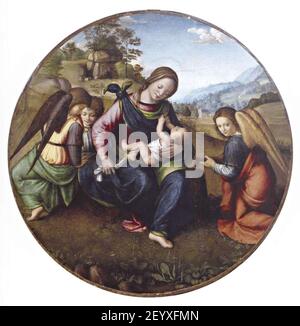 Piero di Cosimo - Madonna con Bambino e angeli, Collezione Moretti. Banque D'Images