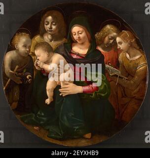 Piero di Cosimo - Vierge et enfant avec les jeunes Saint Jean Baptiste, Saint Cecilia et Anges - 2007.77 Banque D'Images