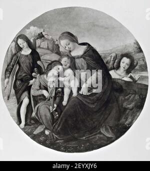 Piero di Cosimo, bottega - Madonna con Bambino e angeli, Mercato antiquario, Firenze. Banque D'Images