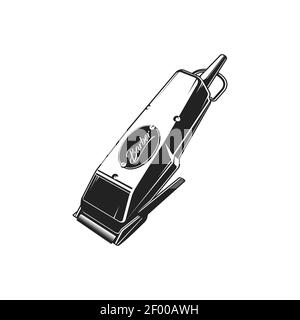 Tondeuse électrique coupe-cheveux électrique isolée icône monochrome. Tondeuse à coiffeur Vector Retro, rasoir pour barbe et moustache. T Illustration de Vecteur
