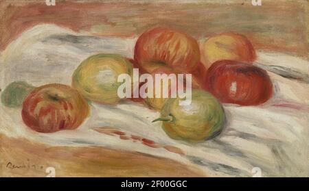 Pierre-Auguste Renoir - pommes et citrons sur un tissu (Pommes et citrons sur une couche) Banque D'Images