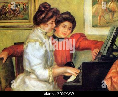 Pierre-Auguste Renoir - Yvonne et Christine Lerolle au piano. Banque D'Images