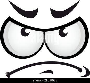 Contrarié Smiley isolé expression agacée. Vecteur irrité emoji, colère impatiente caractère Illustration de Vecteur