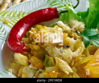 Ackee et poisson salé Banque D'Images