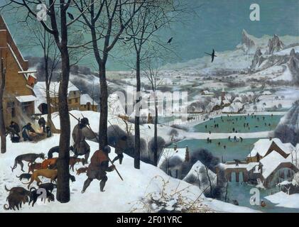 Pieter Bruegel l'aîné - chasseurs dans la neige (hiver) Banque D'Images