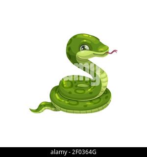 Caricature serpent symbole de l'horoscope chinois, crochet vert isolé chine lunaire nouvel an animal zodiaque pour 2025, culture orientale et tradition, vecteur illustr Illustration de Vecteur