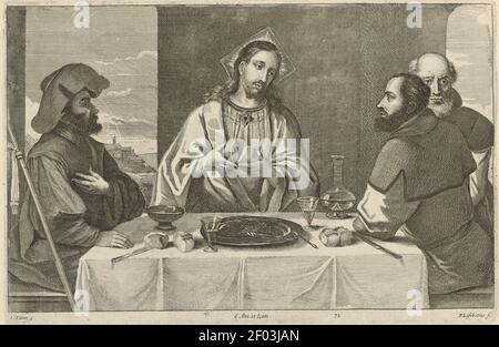 Pieter van Lisebetten après Titan - Christ à Emmaus SVK-SNG.G 11965-73. Banque D'Images