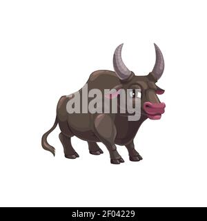 Caricature OX horoscope chinois, symbole de mascotte de taureau, isolé chine lunaire nouvel an zodiaque pour 2021, culture orientale et tradition vecteur illustrat Illustration de Vecteur