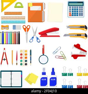 Icônes du kit papeterie. Illustration de Vecteur