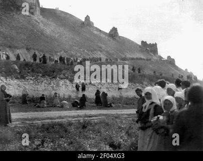 Pèlerins à Divnogorye, oblast de Voronezh, Russie, fin du 19e âge. Banque D'Images