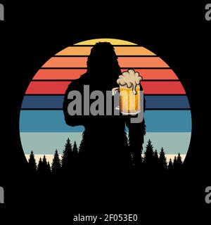 Bigfoot silhouette bière rétro illustration vectorielle pour votre entreprise ou marque Illustration de Vecteur