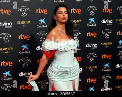 Malaga, Espagne. 06e mars 2021. La chanteuse Nathy Peluso au photocall pour la 35e édition annuelle des Goya film Awards à Malaga le samedi 06 mars 2021. Credit: CORMON PRESSE/Alamy Live News Banque D'Images