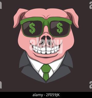 PIG lunettes dollar illustration vectorielle pour votre entreprise ou marque Illustration de Vecteur