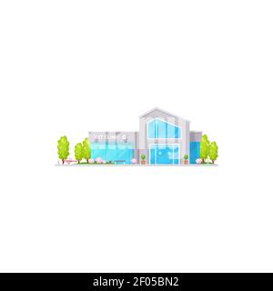 Centre de traitement des animaux domestiques clinique vétérinaire isolée façade extérieur bâtiment réaliste icône. Vector médecine vétérinaire hôpital, animaux de santé bu Illustration de Vecteur
