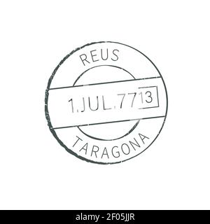 Cachet de poteau Reus de Tarragone isolé rond joint. Symbole de service d'affranchissement Vector, livraison express de la correspondance postale. Badge postal, postm rétro Illustration de Vecteur