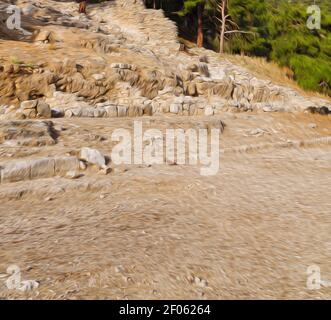 Ruines de pierre et de théâtre à antalya arykanda turquie asie ciel et le vieux temple Banque D'Images