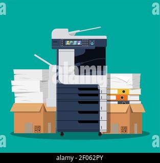 Scanner d'imprimante multifonction de bureau. Illustration de Vecteur