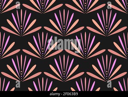 Motif géométrique abstrait sans couture, rose tendance, palette de couleurs lilas, fond noir, vecteur Illustration de Vecteur