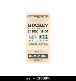 Billet complet, carte rétro isolée de hockey sur glace Illustration de Vecteur