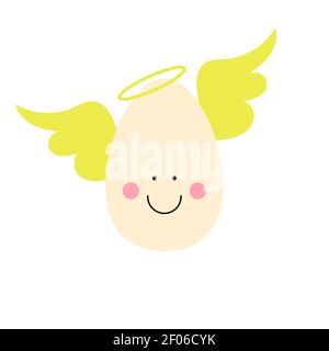 Joli dessin animé oeuf d'oeuf comme Ange ailé, bon Design pour les personnages thème Illustration de Vecteur