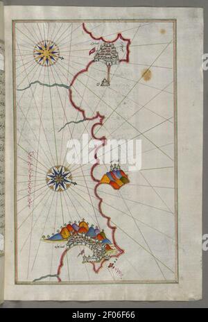 Piri Reis - carte de la côte algérienne depuis Alger À Bejaia Banque D'Images