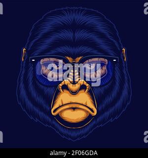 Illustration vectorielle de lunettes de vue Gorilla Head pour votre entreprise ou votre marque Illustration de Vecteur