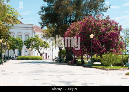 Faro, Portugal - avril 9 2020. Vue sur le centre-ville de Faro à côté du port en été. Algarve. Banque D'Images