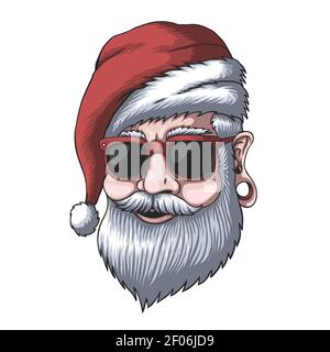 Homme portant un chapeau de père noël pour l'illustration de vecteur de noël pour votre entreprise ou marque Illustration de Vecteur