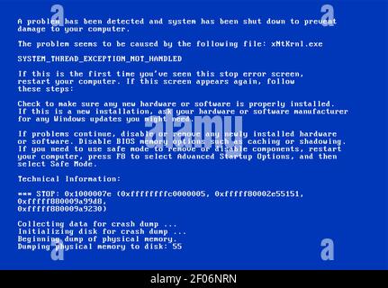 Écran BSOD ancien logiciel de plantage d'erreur 98. PC bug du système de mort sur écran bleu, écran de bsod Illustration de Vecteur