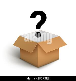 Boîte de concours mystère, cadeau chanceux surprise secret. Icône de question de cadeau de boîte mystère Illustration de Vecteur