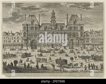 Place de grève (Paris) vers 1660 - Adam Pérelle (1638-1695) à recueil de vues paris, Langlois, ca 1670. Banque D'Images